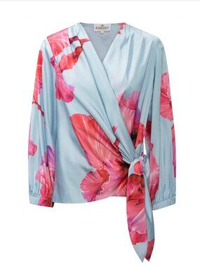 Karmamia Elena Wrap Blouse Silk Floral Tie Waist Romantic S